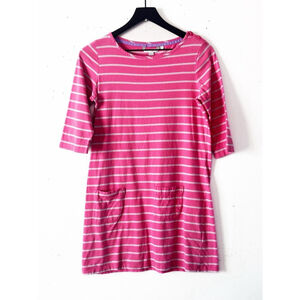Boden Pink & White Striped 100% Cotton Dress UK12 US8 – 3/4 Sleeve